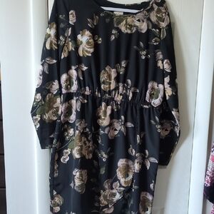 J. Crew Black Floral Knee Length Dress